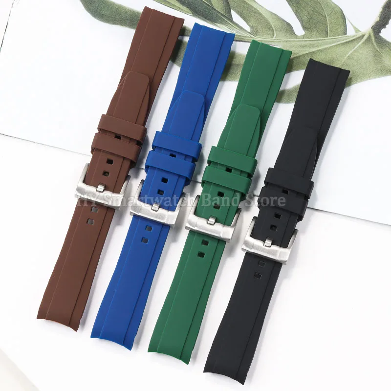 Waterproof Silicone Sport Watch Strap with Curved Ends - 20mm or 22mm