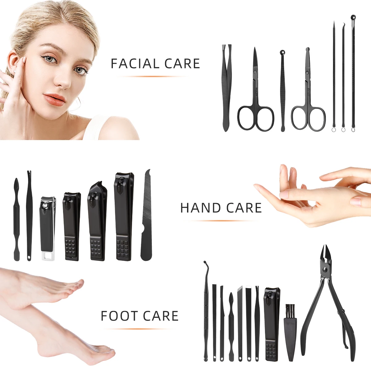 9/19/30pcs Manicure Set Stainless Steel Nail Clipper Set Multi-functional Nail Cutter Fingernail Clippers Eyebrow Scissor Kit 4