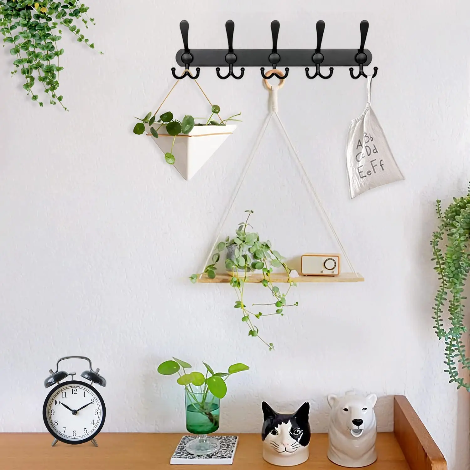 Coat Rack Wall Mounted 5 Tri Hooks Heavy Duty Stainless Steel Metal Coat Hook Rail for Hat Towel Purse Robes Bathroom wall coat rack,wall hanger,wall clothes hook,kitchen hook,wall drying rack,towel hook