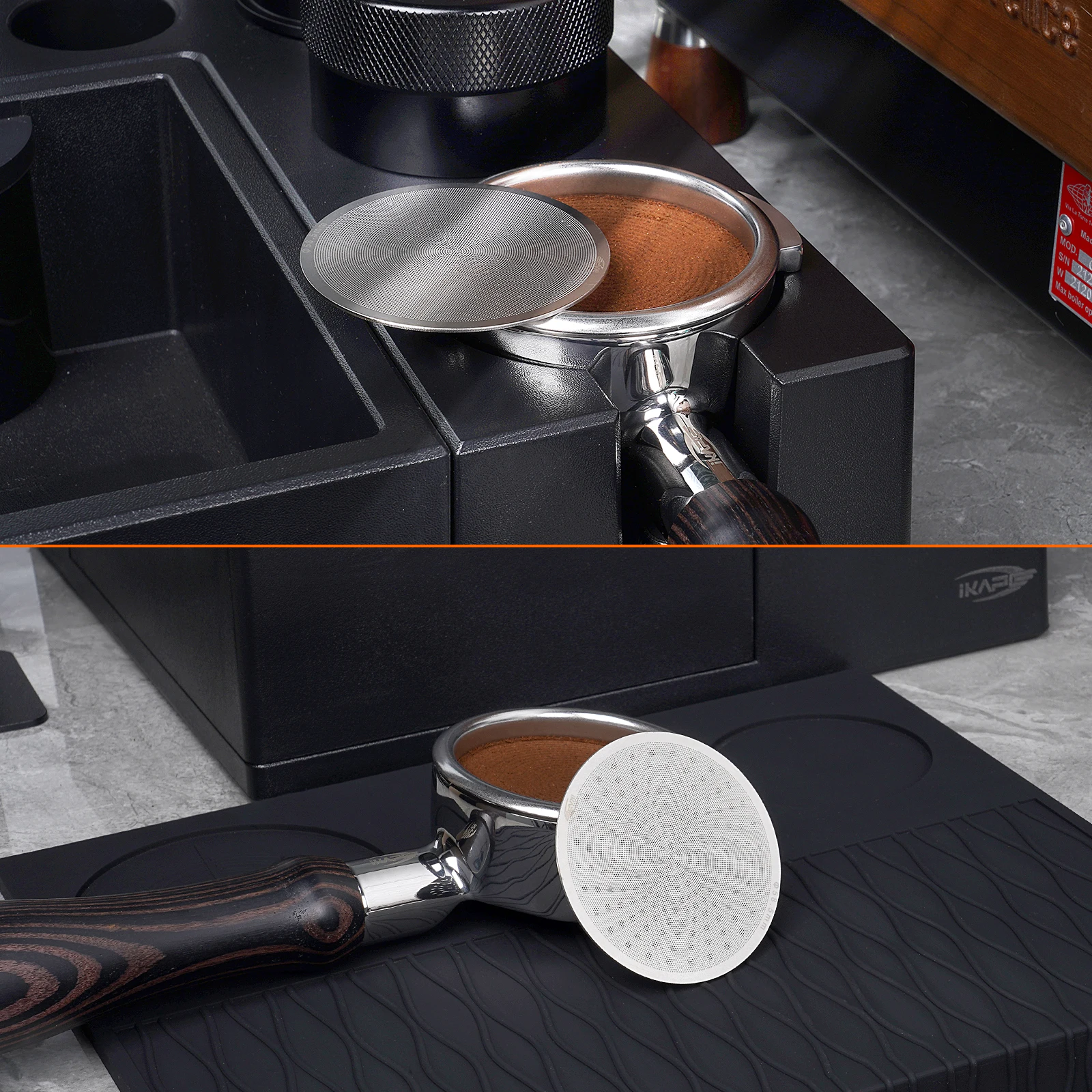 IKAPE Espresso Puck Screen V4 0.8mm Thickness Reusable Metal Thin & light Coffee Filters Food-grade 316 Stainless Steel coffee accessories