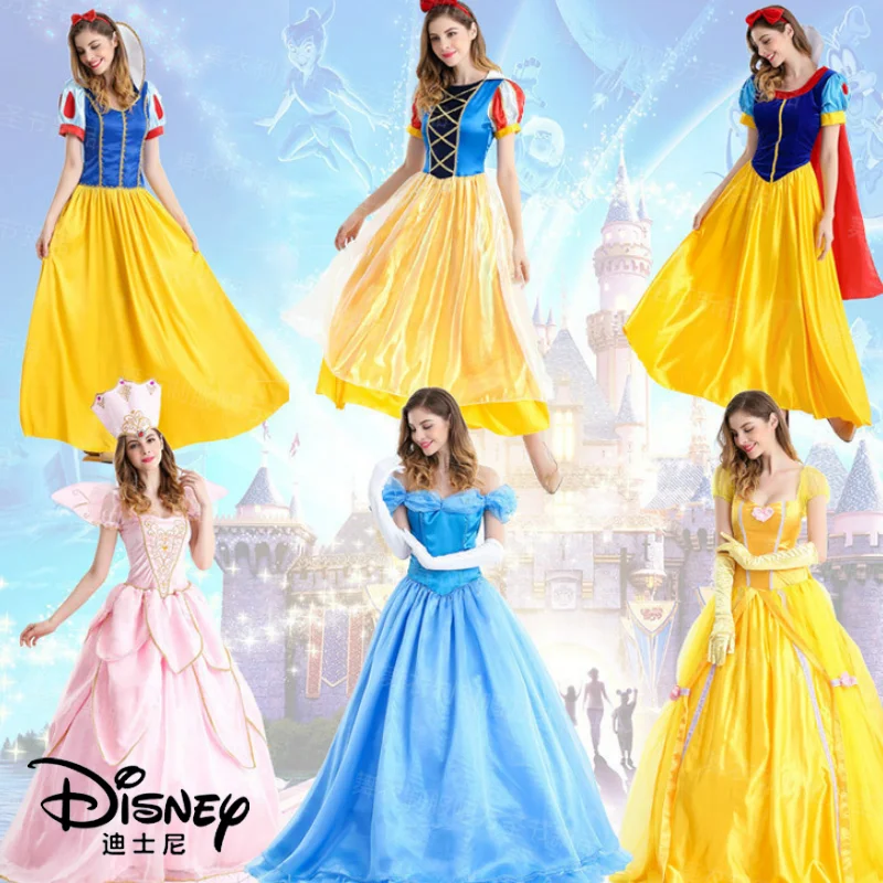 Disney Adult Women Cosplay Dress Snow White Girl Princess Dress Women Adult Cartoon Princess Halloween Party Costume Birthday