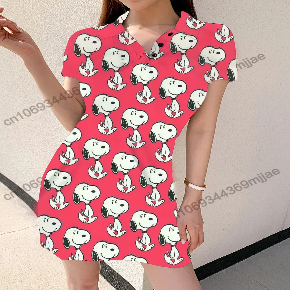 

V-neck POLO Dress Woman Clothes Y2k Korean Style Clothes Women's Clothing Women's Short Sleeve T-shirt Cute Tops Kpop One Pieces