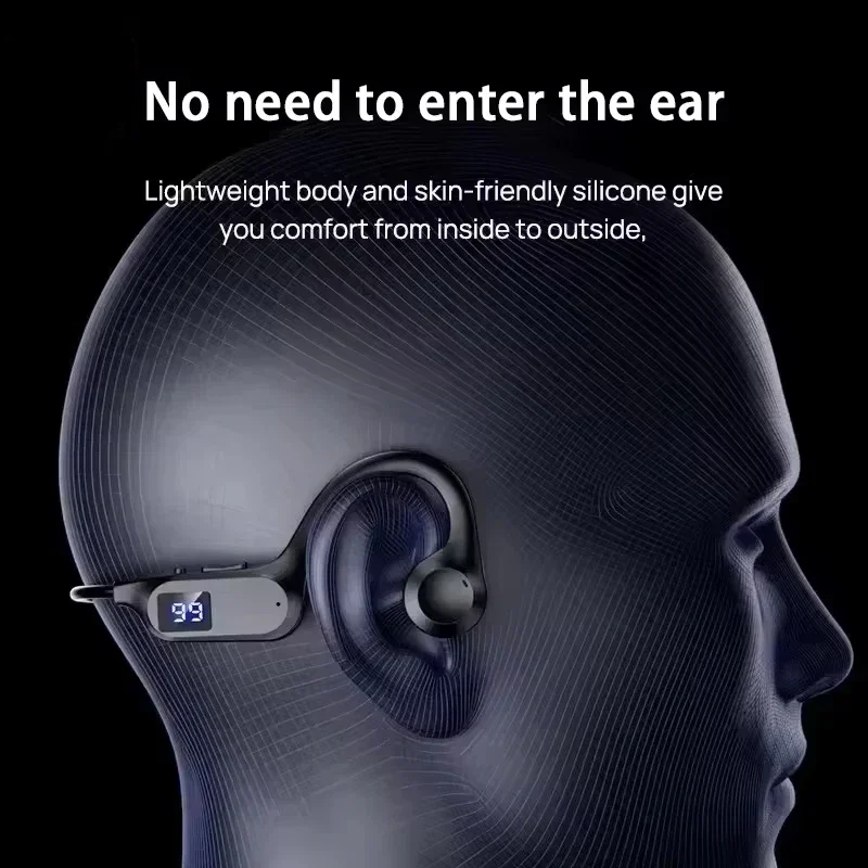 Wireless Bone Conduction Sports Earphones - Waterproof Neckband with Mic, Enhanced Sound, and Long Battery Life