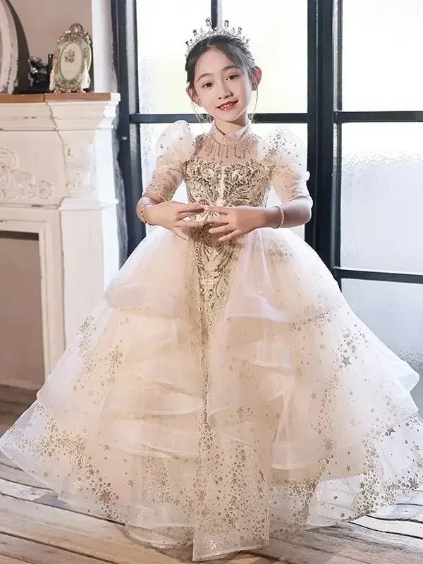 

Children's Wedding Flower Girl Wedding Girl Host Princess Piano Performance Dress Spring