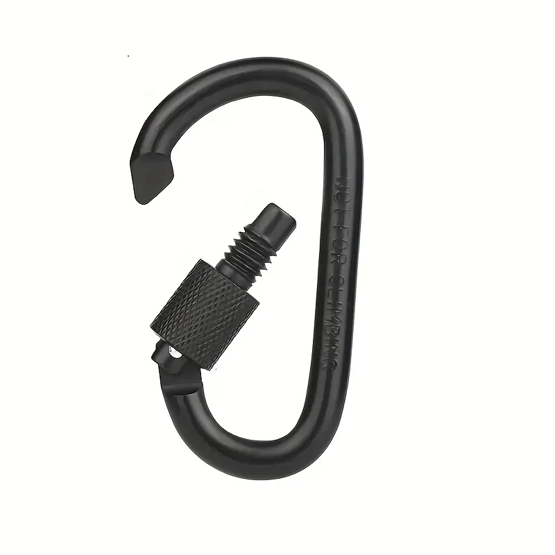 6Pcs 블랙 알루미늄 D 모양 스프링 후크 (나사 포함) 야외 캠핑 하이킹 낚시 배낭 키 버클 클립