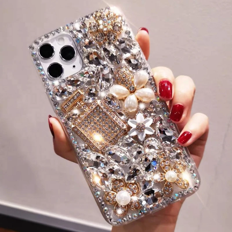 Luxury Rhinestone Phone Case for Xiaomi, Bling Diamond Cover Bag, for Redmi 9A, 9C, Note8, 9Pro, Note10S, Note11 Pro, 12Pro