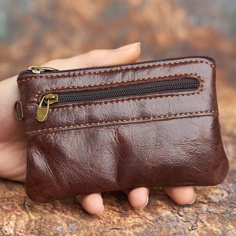 NASVA Echtes Leder männer Brieftasche Retro Münze Tasche Zipper Kleine Brieftasche Tasche Für Männer Frauen Brieftasche Mit Karte Halter – Detail 16