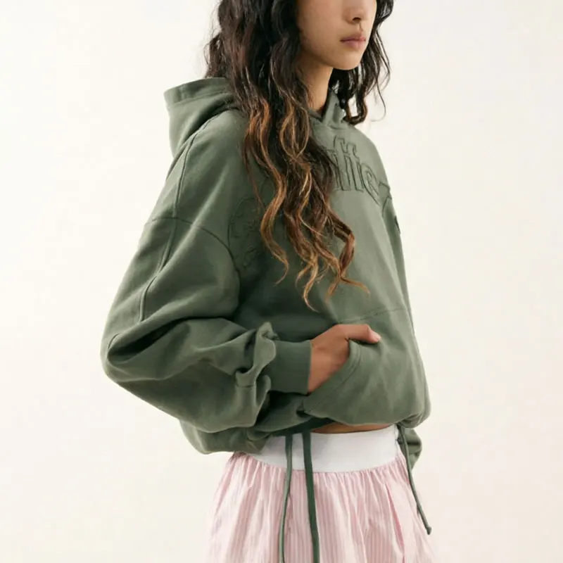 Sudadera con apliques de borde sin rematar, estilo Y2K, moda urbana, sudaderas casuales para hombre/mujer, tops holgados de algodón de alta calidad