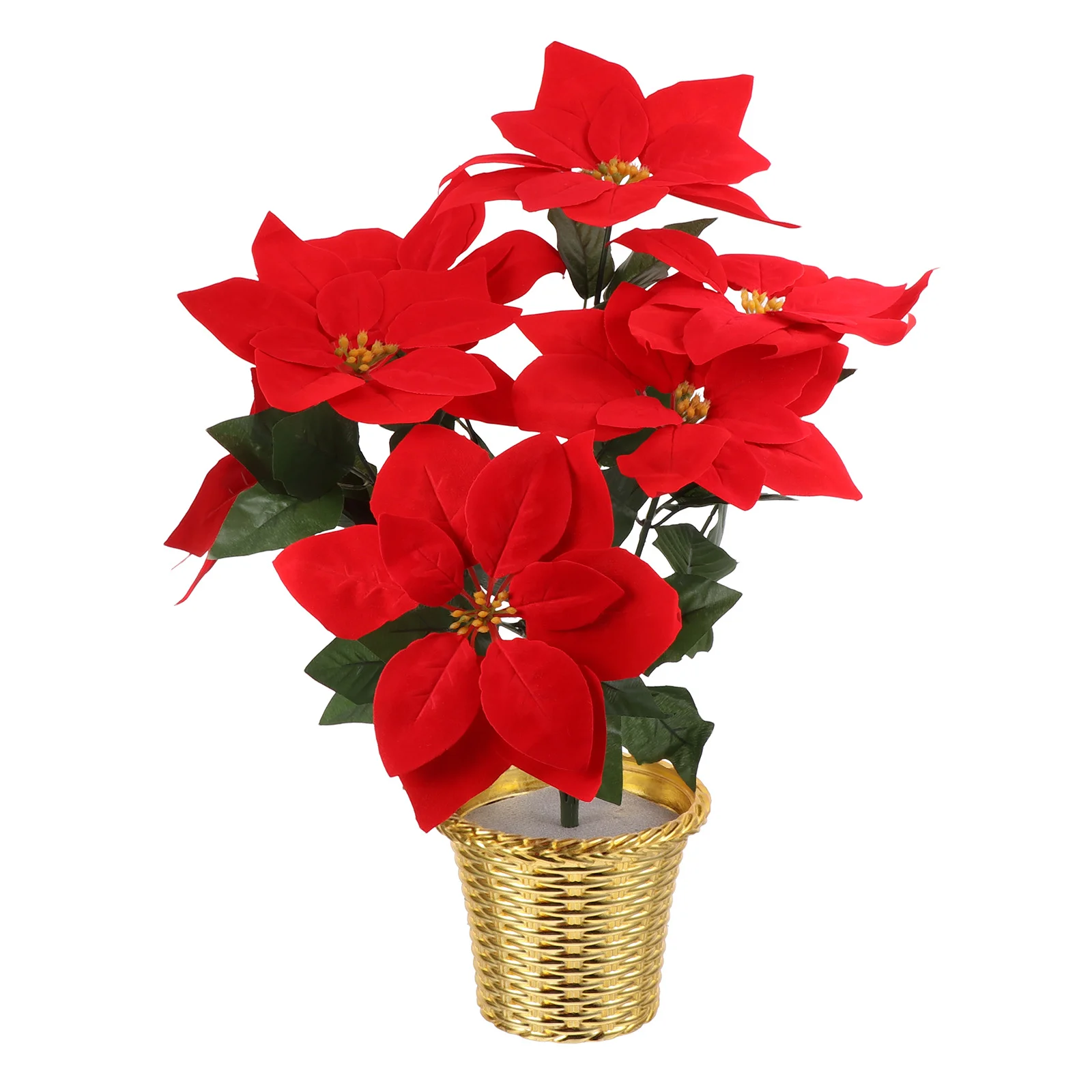 

Artificial Poinsettia Plants Pot Red Poinsettia Flower Christmas Decoration Potted Poinsettia Arrangement Xmas Home