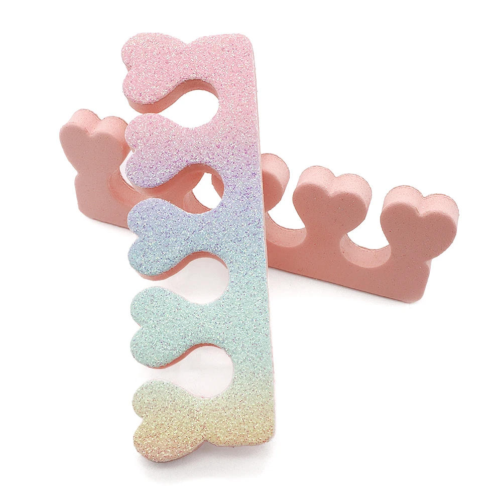 10/50/100pcs Soft Pink Sparkling Heart-Shaped Foam Toe Separators Comfortable Sponge Finger Dividers For Nail Pedicures Manicure