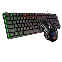Para teclado e mouse com fio teclado backlight russo espanhol jogo gamer silencioso jogo do mouse forpc portátil