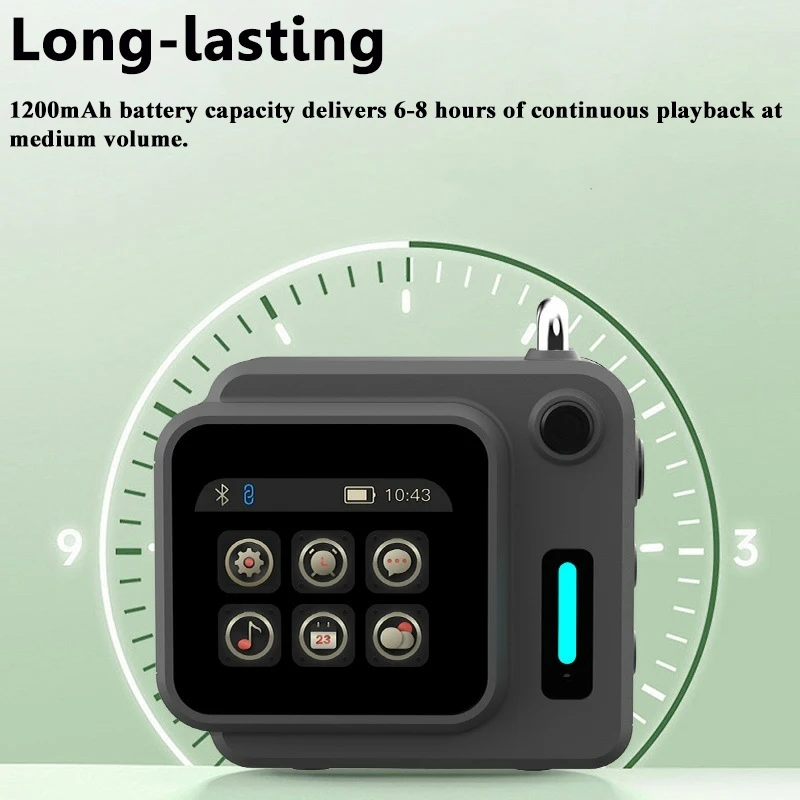 Mini Pocket Smart Bluetooth Speaker IPS Touch Screen Music Box Wireless MP3 Music Player Support Alarm Clock Timer TF Card Play