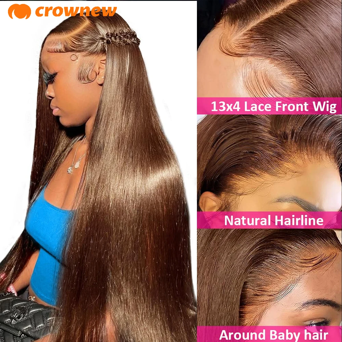 #4 Straight Lace Front Wigs Human Hair Colored Brown Human Hair Wig 13x4 13x6 HD Lace Frontal Wig Chocolate Brown human hair wig,human hair extensions,lace front wig,human hair wigs,front lace wig