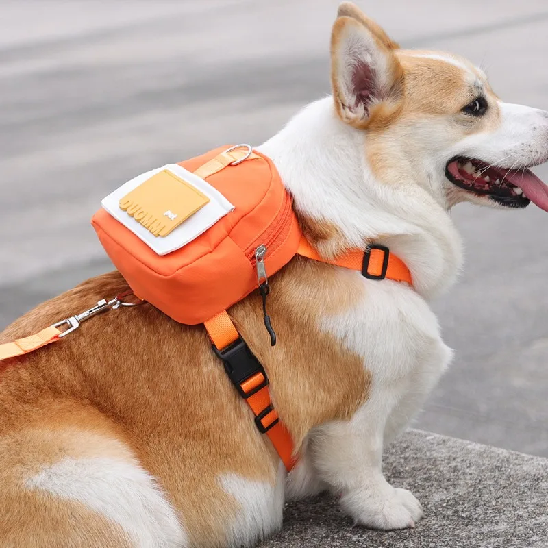 

Dog Backpack Harness with Leash,Cute Pet Puppy Backpacks ,Adjustable Pets Self Carrier Bag for Small Medium Dogs(M, Orange)