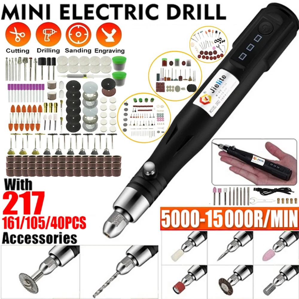 

15000RPM Handheld USB Mini Electric Grinder Drill Engraving Pen Polishing Machine With Dremel Rotary Tool Accessories DIY Set