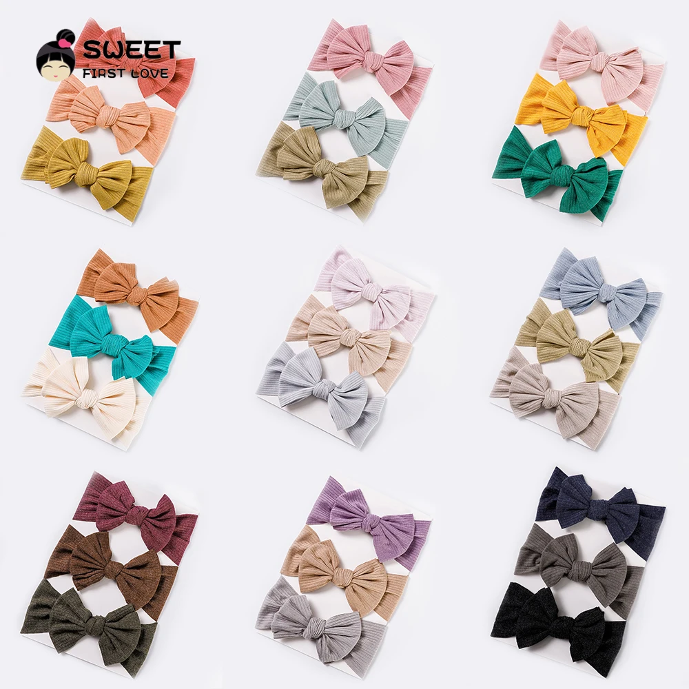 

3Pcs/Lot knitted bow Headband Girls Cute Baby Hair Bands Soft Knitted Elastic Hair Bows Newborn Turban Baby Hair Accessories