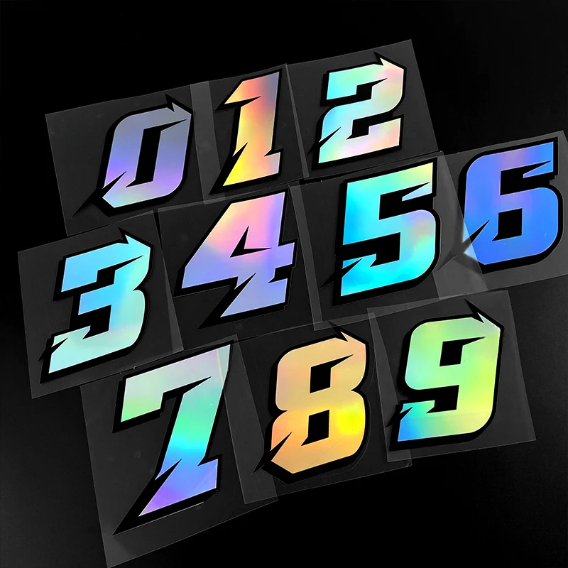 Motorcycle Stickers 1PC 0123456789 Laser Number Motorcycle Stickers Motorbike Fuel Tank Side Panels Scooter Helmet Moto Fashion Vinyl Decals Decor