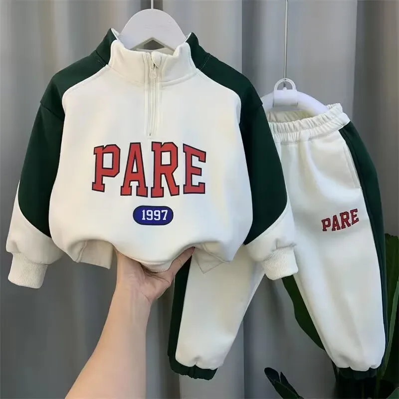 Boys Spring Suit 2023 New Fashionable Children's Baby Sweater Pants 2 Pieces Autumn Sportswear Set