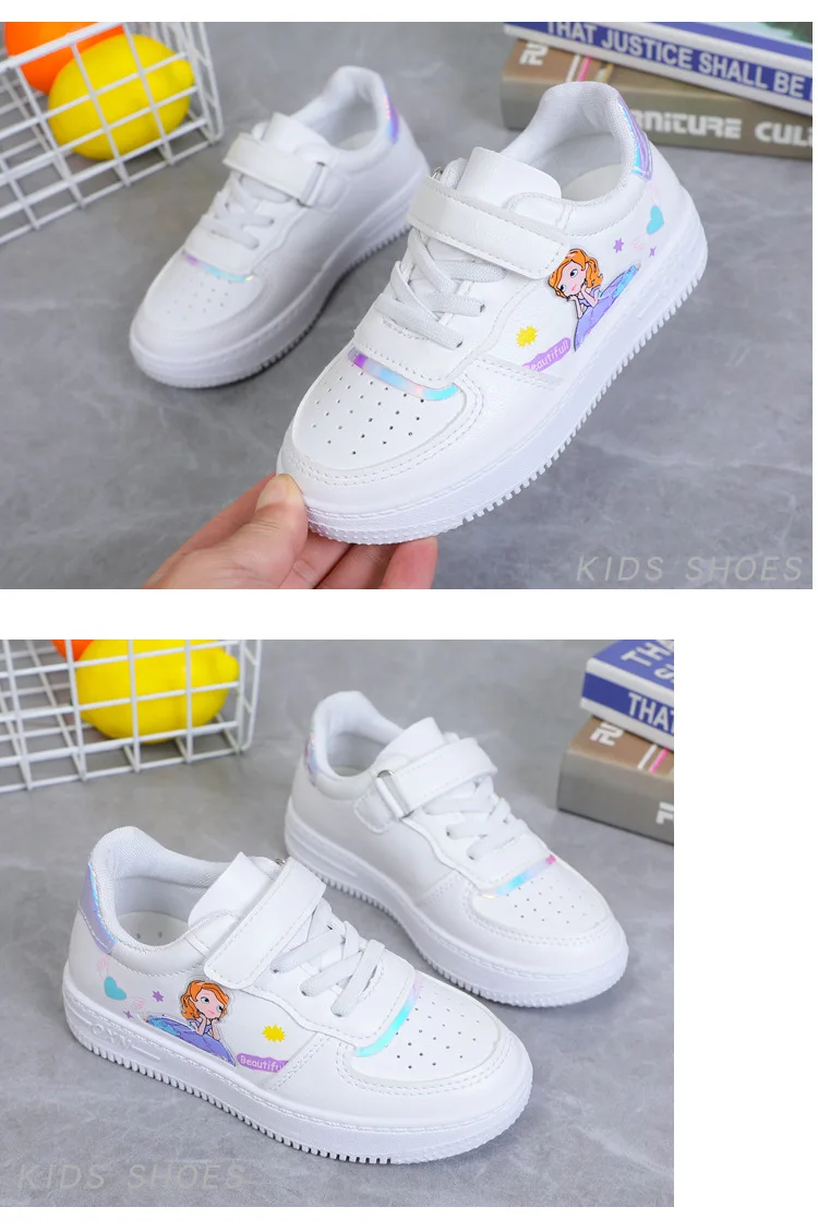 Scarpe da tennis per bambini principessa dei cartoni animati, scarpe da corsa per bambini, scarpe sportive traspiranti, ganci, rosa e bianco, ragazzi e ragazze_voghion.com