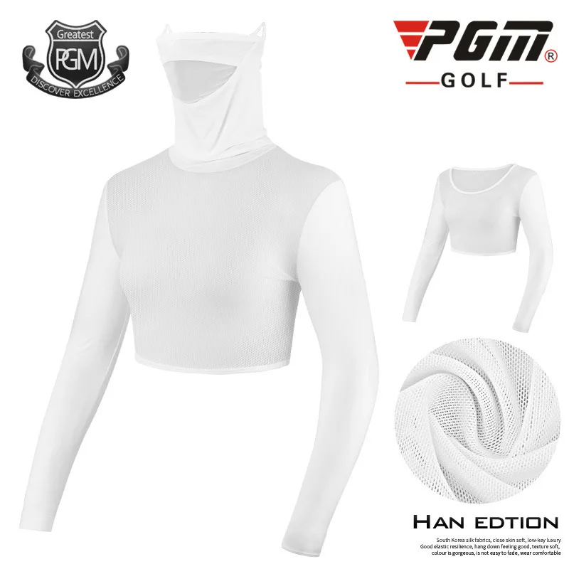 PGM Golf Clothing Women Ice Silk Sunscreen Long-Sleeved T-Shirt Women's Shirt Quick-Drying Slim Cropped Top Anti-Uv Sportswear women golf clothing