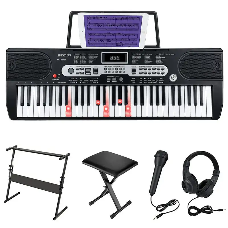 Keys Keyboard Piano Set with Lighted Keys Portable Electronic
