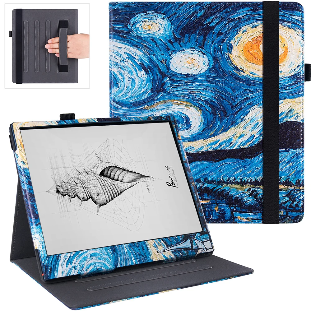 

Folio Case for Onyx Boox Note Air2 Plus 10.3" Paper Tablet - PU Leather Cover with Adjustable Stand/Hand Strap & Auto Sleep/Wake