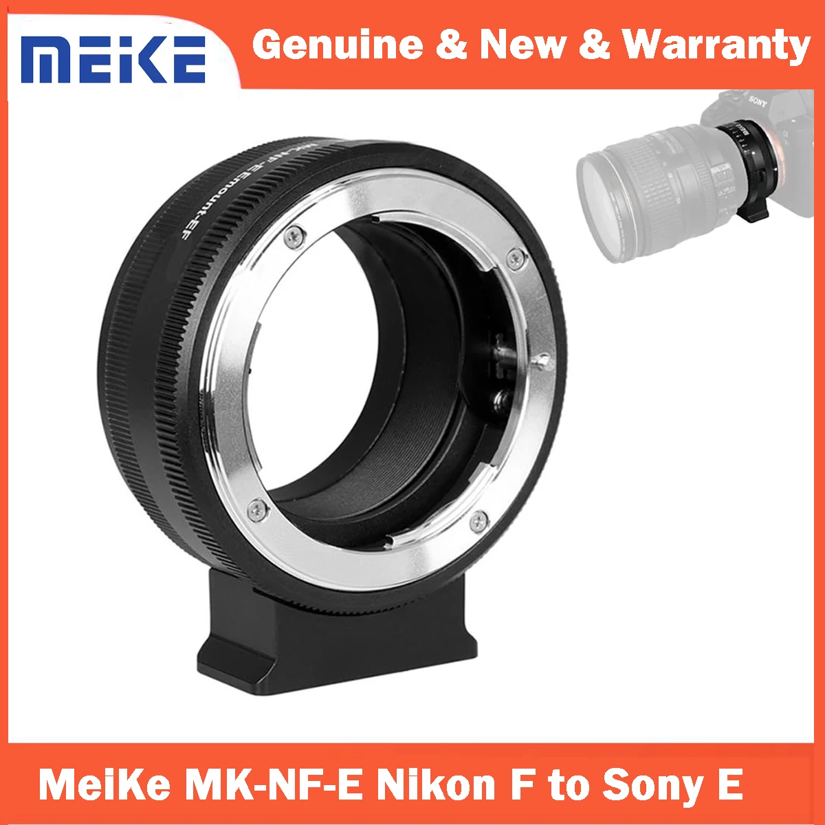 Meike Mk-Nf-E Anello Adattatore Per Montaggio Obiettivo Con Messa A Fuoco Manuale Tutto In Metallo Per Obiettivo Nikon F Per Fotocamera Sony Mirrorles