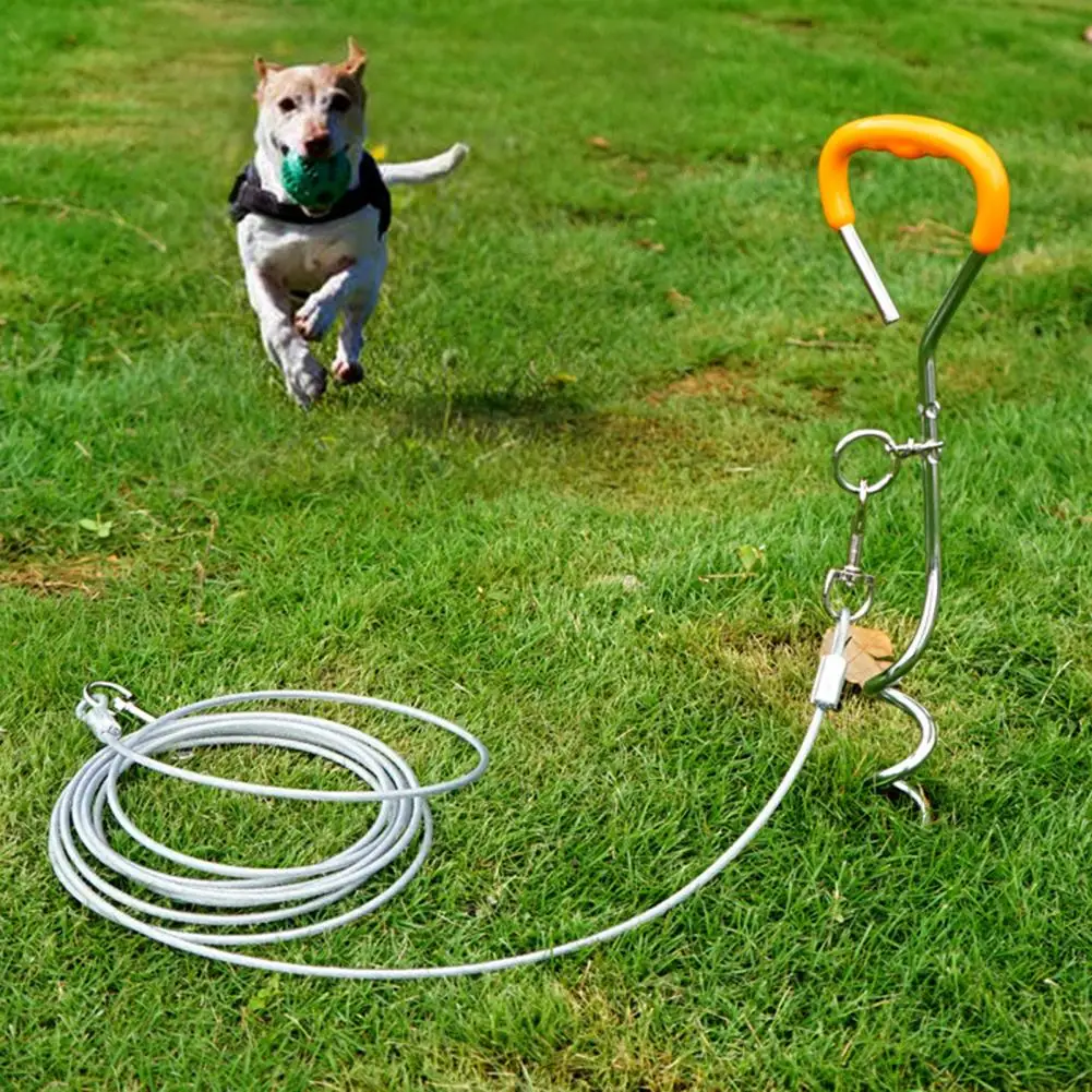 Thick Durable Medium-Large Dogs Spiral Stake Anti Rust Puppy Spike 360 Degree Rotating Ring Outdoor Play