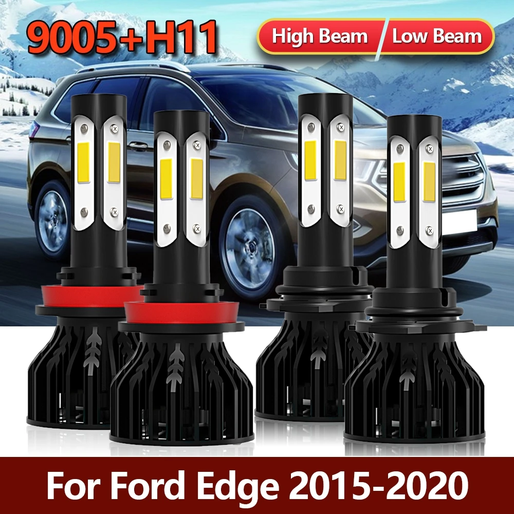 

4x LED 9005 H11 Headlights Kit Combo Bulbs High Low Car Headlamp Four-sides Lamps For Ford Edge 2015 2016 2017 2018 2019 2020