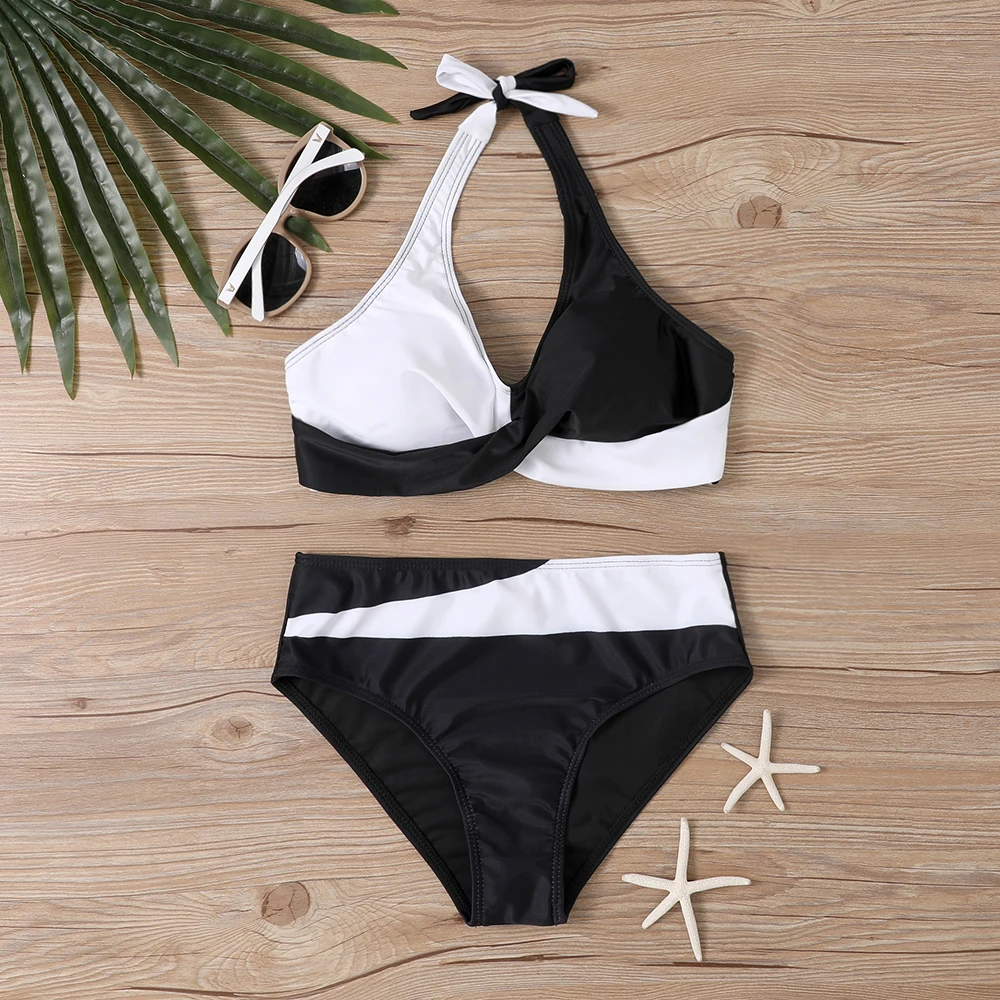 2023 Summer Women Sexy Bikini Swimwear Women High Waist Bikinis Set Swimsuit Two-piece Set Swimsuit Vintage Print Bathing Suit