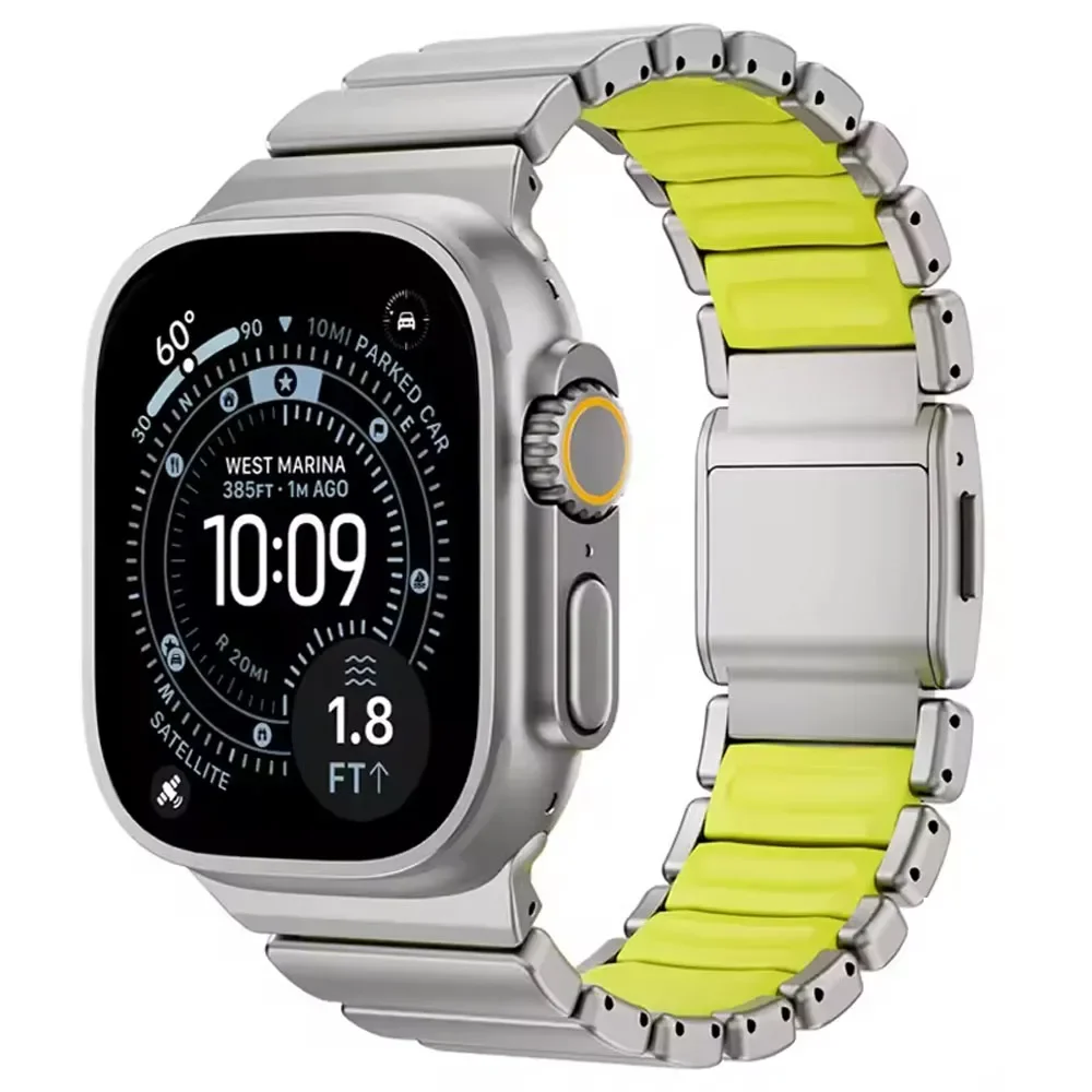 Magnetic Zinc Alloy & Silicone Watch Strap