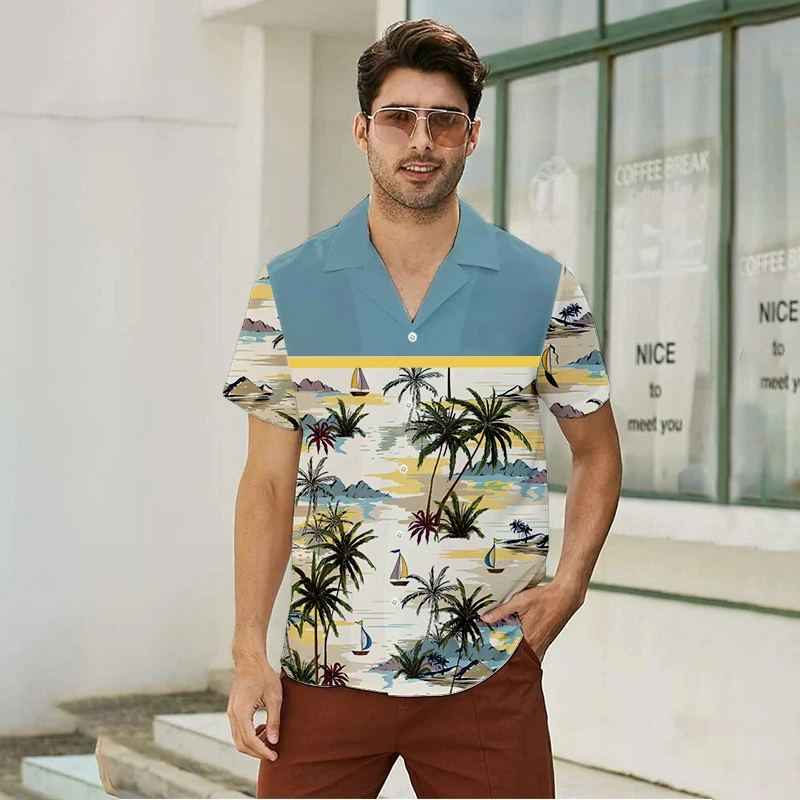 

2022 New Fashion 3D Printed Hawaiian Shirt Set Short Sleeve Casual Shirt Beach Shorts Summer Streetwear Vacation