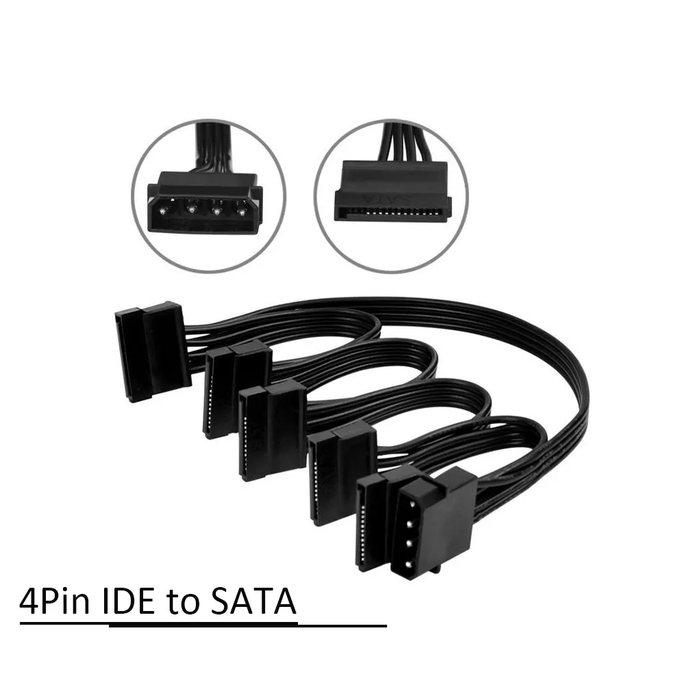 

IDE 4 Pin to 5 SATA 15 Pin Hard Drive Power Supply Splitter Cable Cord for DIY PC Sever 15-Pin Power Adapter