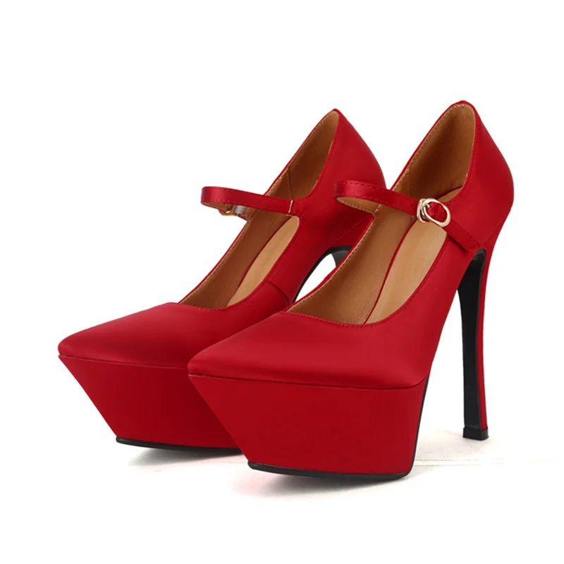 Brand Top Quality Sexy 15cm High Heels Black Red Dress Party