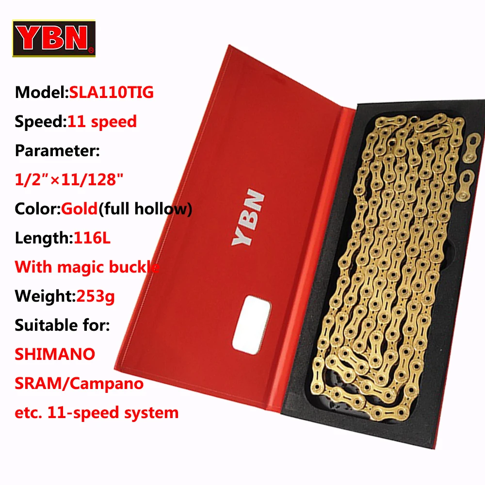 自転車チェーン10s用  YBN SLA-101 (ゴールド) YBN Bike Chain 10/11/12 Speed MTB Mountain Road Bicycle