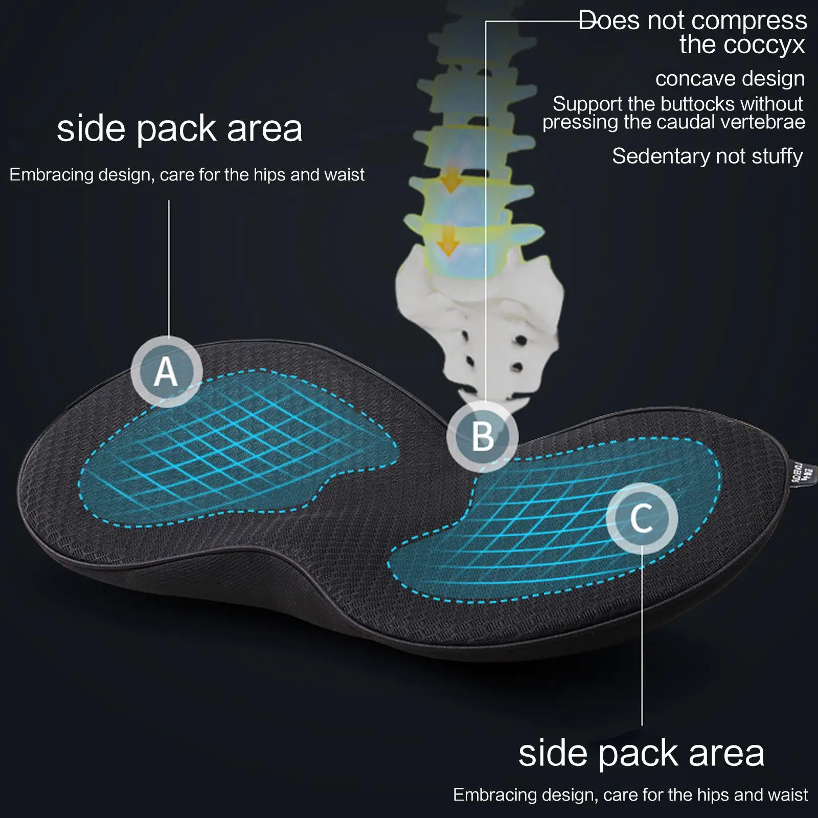 S09a24698296f4e919eb340740381f31dC 2 In 1 Car Seat Cushion Memory Foam Small Waist Pillow Health Protection Cushion Breathable Hip Increase Cushion Car Accessories Mallzona