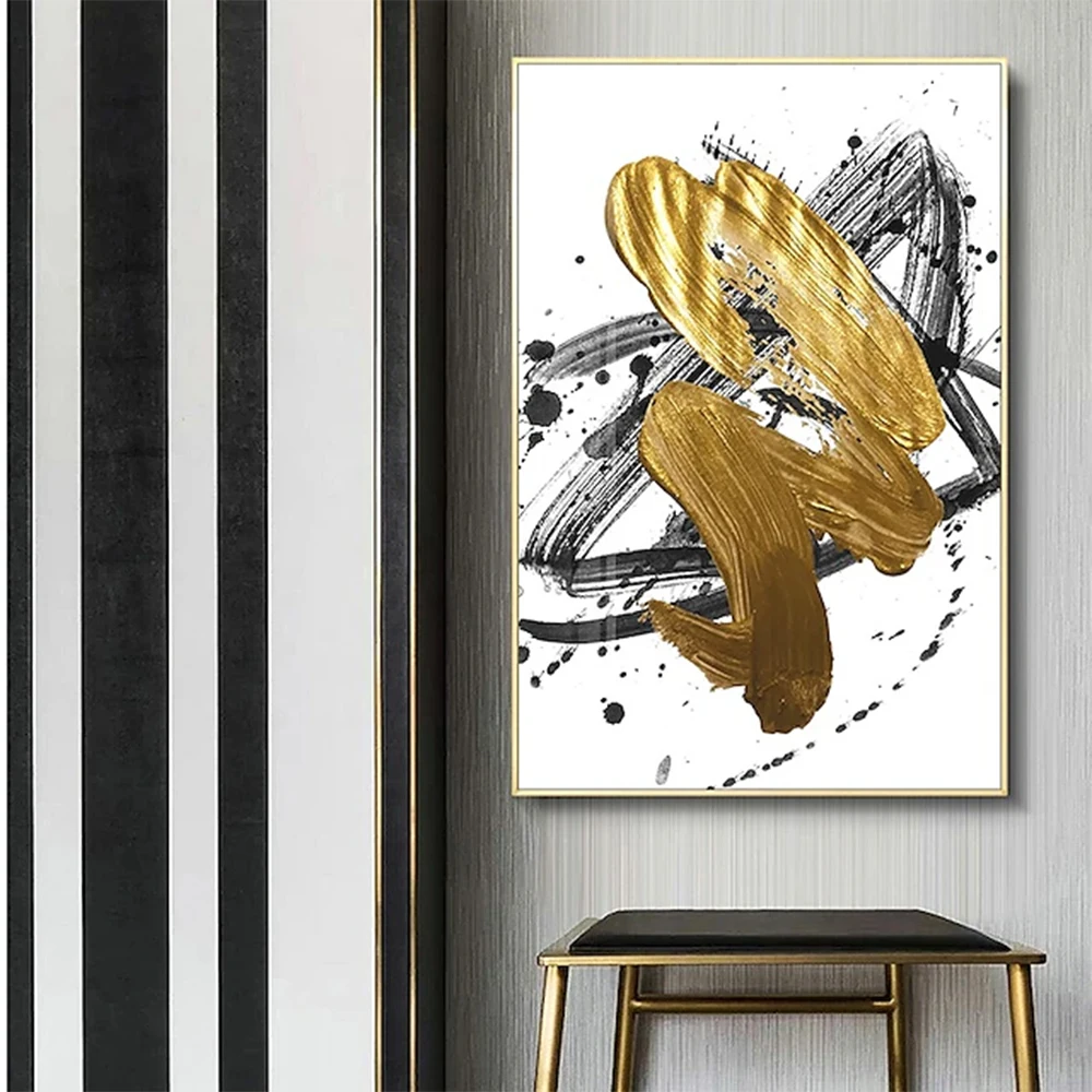 

Handmade Gold And Black Oil Paintings Abstract Oil Painting On Canvas for Living Room Hallway Bedroom Decorative Painting art