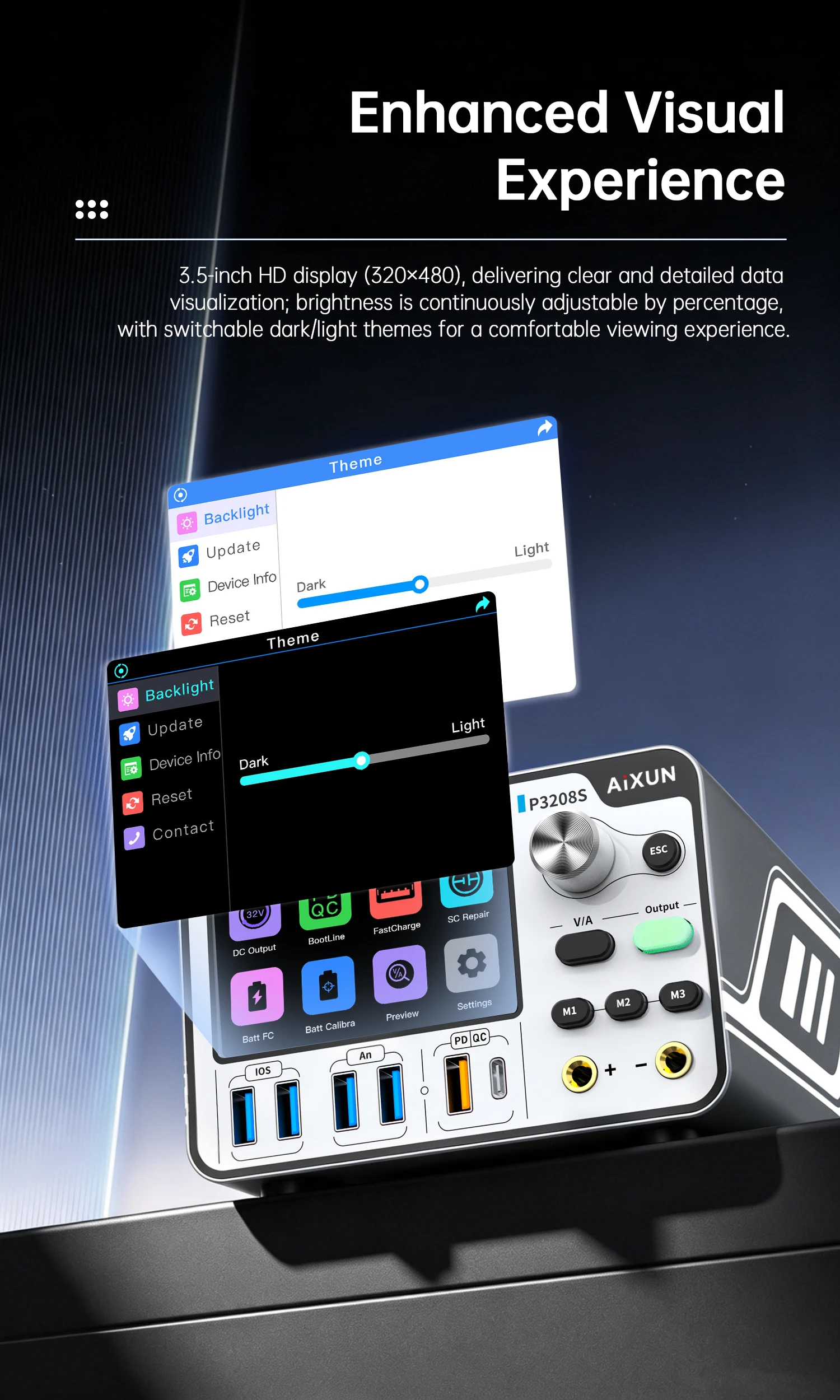 AIXUN P3208 스마트 조정형 전원 공급 장치 320W/6G-14PM 배터리 지원 ProTools/원키 부팅/전자 수리용 전원 공급 장치