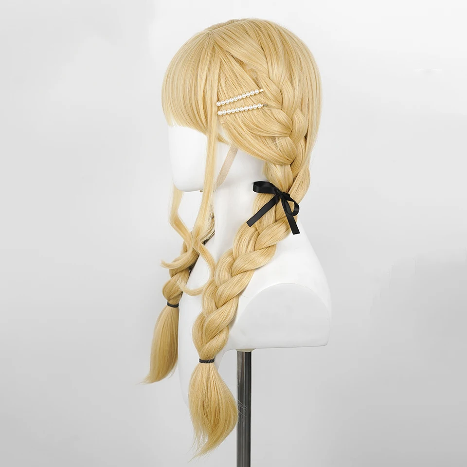 Blonde Synthetic Yaki Wig with Bangs for Women