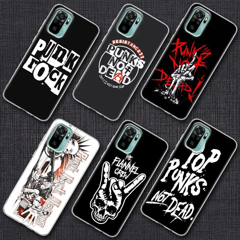 Punk Rock Clear Silicone Fundas Per Xiaomi Redmi 9 9A 9C 9T 10 Custodie Note 7 8 9 9S 10 11 11T Pro Cover Posteriore Top Punk Bands Rock