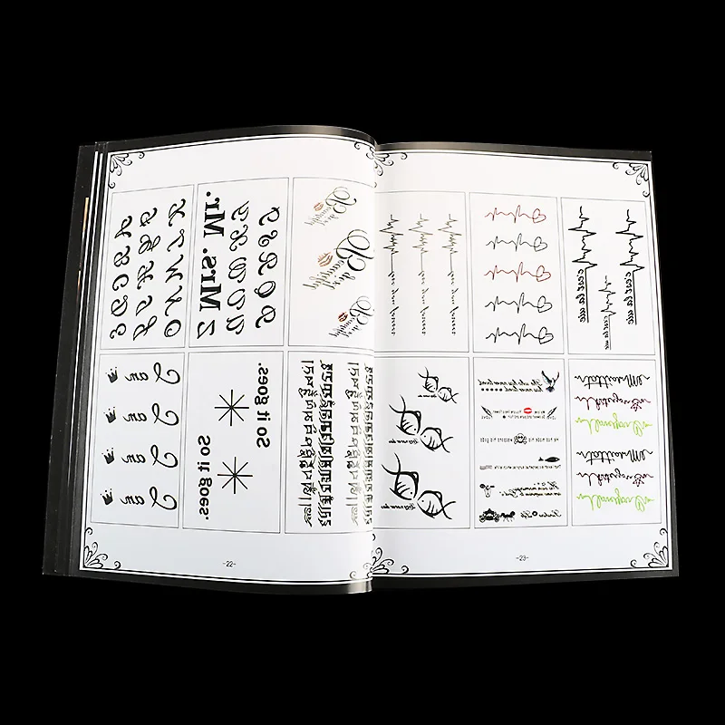 A4 Tattoo Book For Women/Kids Flowers/Star/Animal Beautiful Cartoon Pattern Manuscript Tattoo Design Album For Beginner Supplies