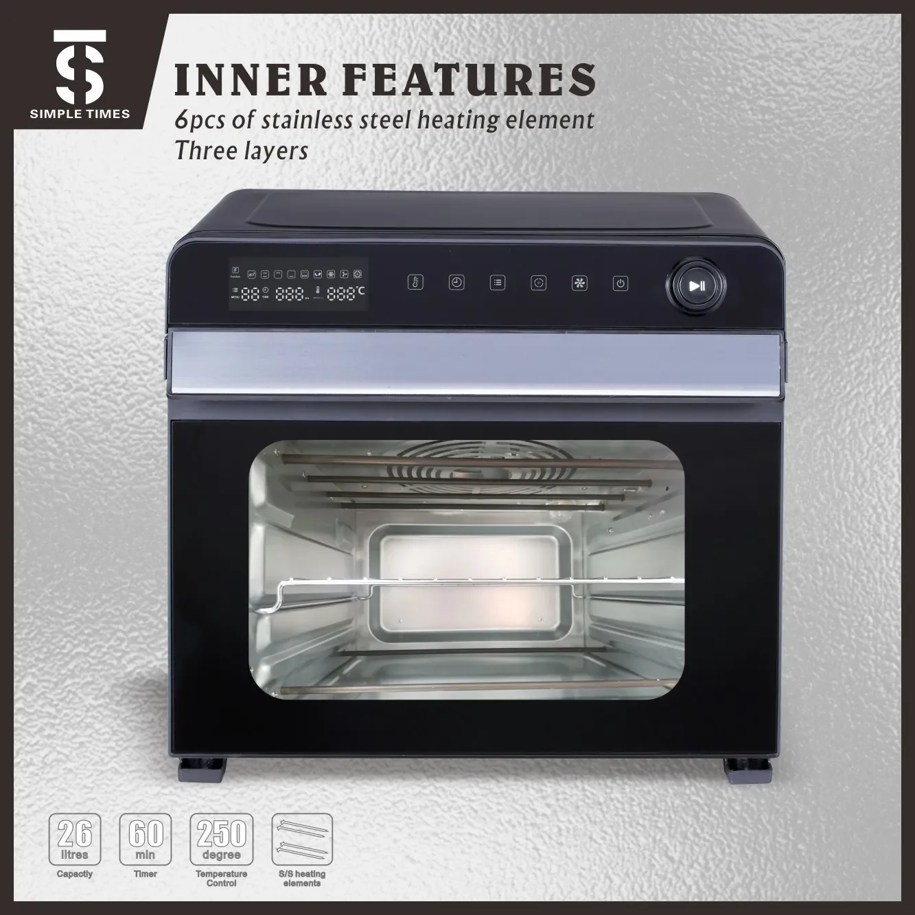 New Design Digital Touch Smart Air Fryer Factory Price 30L Large Capacity Multifunctional Oil Free Air fryer Toaster Oven 5