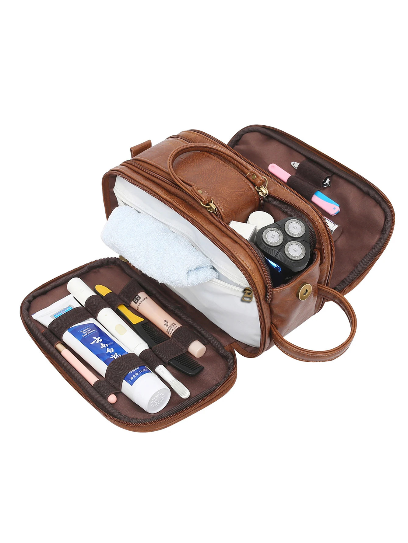 

Simple and Portable Makeup Bag for Men and Women Large Capacity Storage Bag PU Waterproof Wash Bag Multi functional Portable Sto