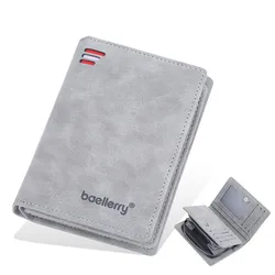 Premium Vintage Leather Men's Wallet - High - Quality Zipper Design with Card Holders and Coin Pouch (GRAY)