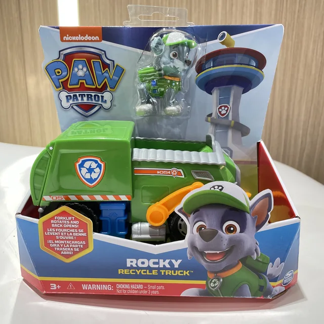 Original Paw Patrol 10kinds Vehicle Car Ryder Tracker Everest Chase Rex Skye Rocky Marshall Zuma Action Figure Birthday Gift Toy - rocky