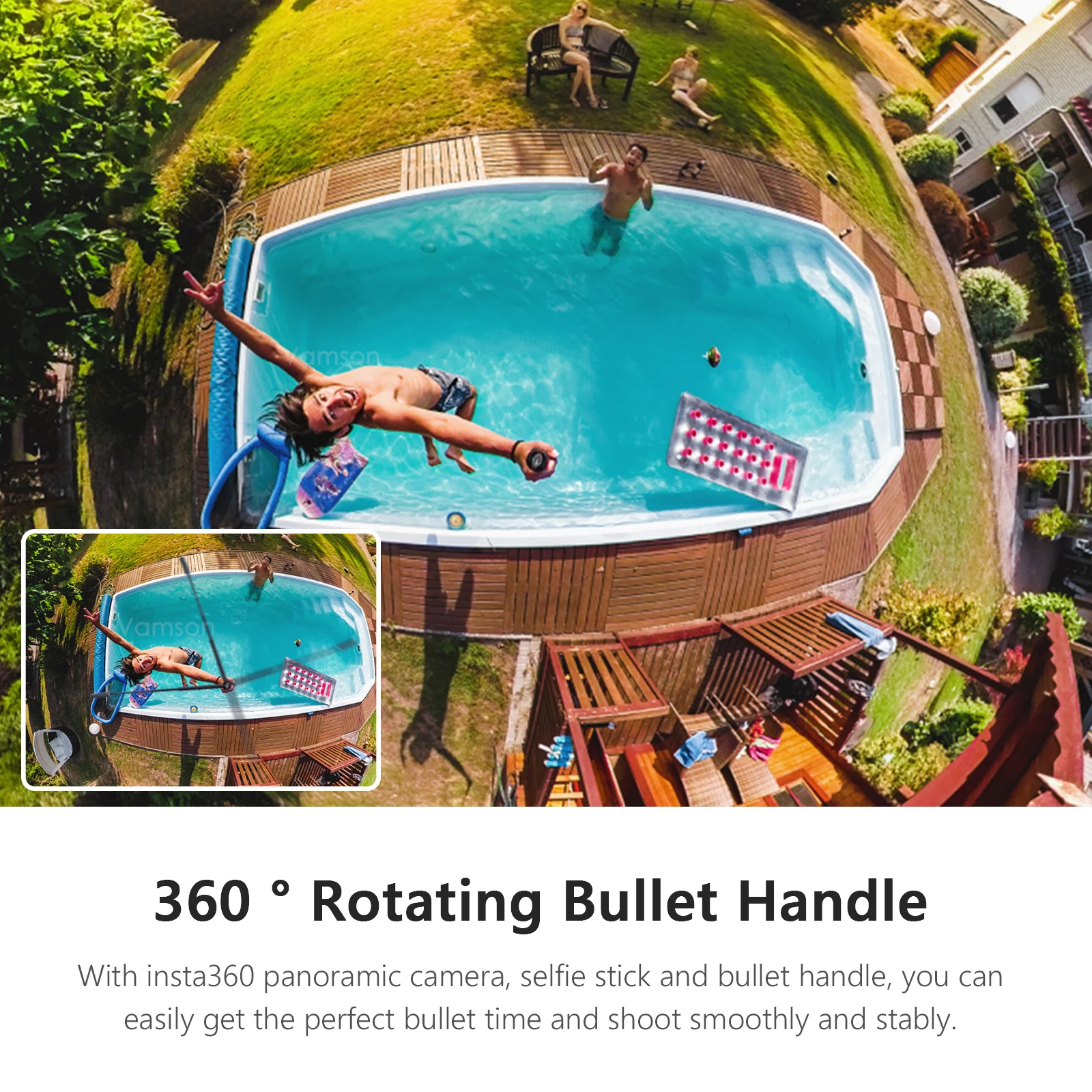 Vamson Invisible Selfie Stick For Insta360 X3 Rotating Bullet Time Handheld Tripod For Insta 360 ONE X2 ONE RS GoPro Accessories