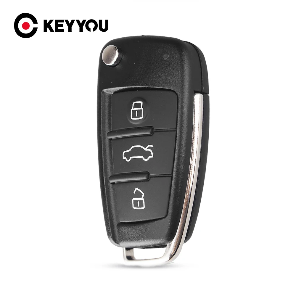 KEYYOU For Audi TT Q3 A8 A6 c5 c6 A4 b6 b7 A3 Repalcement Folding Car Key  Shell 3 Buttons HU66 Uncut Blank Auto Case