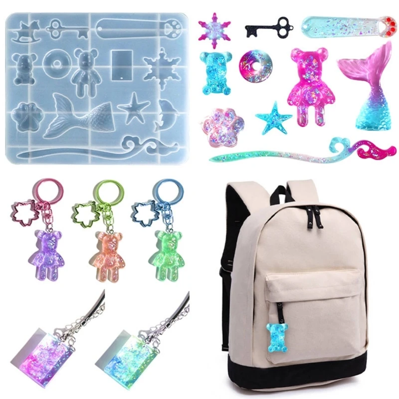 

Keychain Silicone Mold Earrings Resin Mold for Pendant Crafts Jewelry Making X3UD