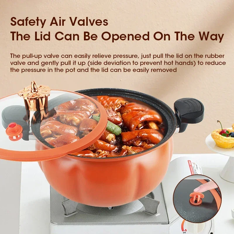 8L Orange Pumpkin Micro Pressure Pot New Household Multifunctional Non Stick Induction Cooker Pot Gas Stove Universal Soup