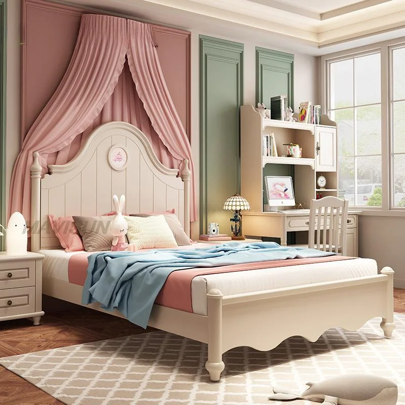

Korean Style Children Beds Double Single Girl Minimalist Modern Children Beds Solid Wood Frame Small Apartment Beliche Furniture